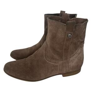 Frye & Co Sarah Shortie Suede Ankle Bootie Womens 10 Western Tan Taupe Slouchy